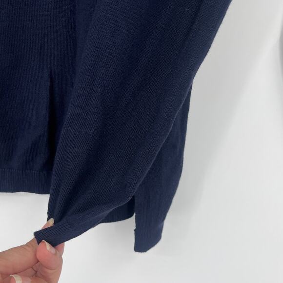 Chicos Palm Tree Womens Sweater Sz L Coastal Resort Beachy Embroidered Navy New - Picture 7 of 11